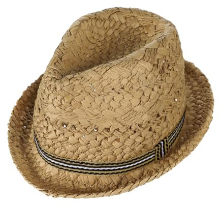 Chapeau panama Fedora Trilby pour enfants - Chapeau de paille d'été pour garçons et filles - Chapeau de plage enroulable - Chapeau de jazz à bord court - Protection UV - Chapeau de soleil pliable -