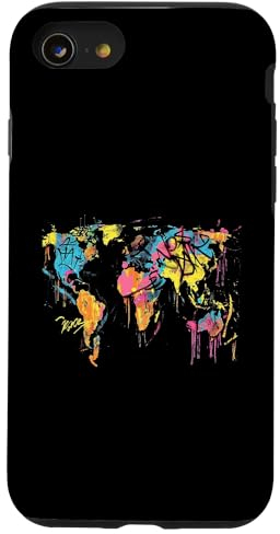 Hülle für iPhone SE (2020) / 7 / 8 Weltkarte Graffiti