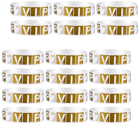 300 Stück VIP Einlassbänder Wasserdichte Eintrittsarmbänder für Veranstaltungen Papier VIP Armbänder Papierarmbänder für Partys Festivals Konzerte (Gold)