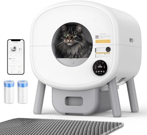 VERYMODEL Lettiera Gatto Autopulente, 85L+15L Lettiera Automatica per Gatti con Controllo Tramite App, Tappetino, Anti-Pizzicamento, Lettiera Elettrica Autopulente per Gatti Coperchio Rimovibile