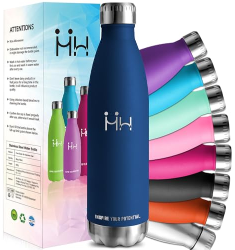 HoneyHolly Gourde Isotherme - 1000ML - Gourde Inox isolé à Double Mur, Gourde Sport sans BPA, Bouteille Isotherme Étanche, Processus de revêtement en Poudre - Pour Boissons Chaudes Et Froides