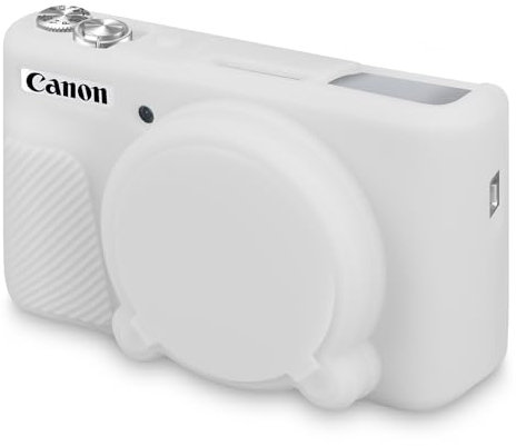 BOVKE Silicone Case for Canon PowerShot SX740/ SX730, Soft Case Cover with Removable Lens Cover, White
