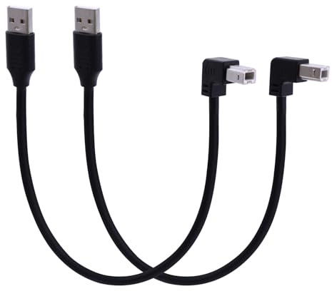 LANMINGLEL 90 grados corto USB impresora cable USB 2,0 tipo a macho ángulo B macho escáner cable para portátil PC impresoras (ángulo abajo y ángulo arriba)