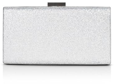 MICHELLE MOON - Elegante Damen-Clutch für Hochzeiten, Partys und Events | Clutch mit Kette Schultergurt, ideal als elegante Damenhandtasche mit Glitzer oder Handtasche für besondere Anlässe, Silber -