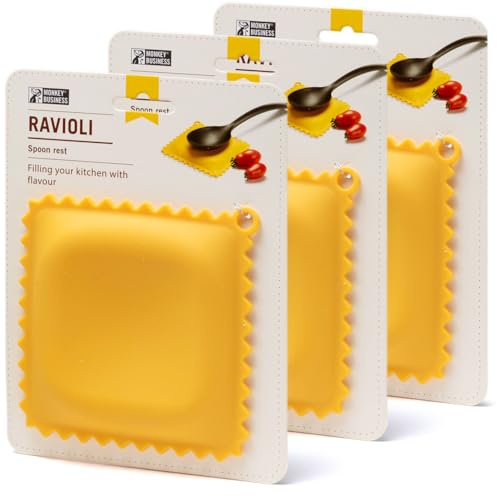 Monkey Business Ravioli Löffelablage, 3 Stück, coole Küchenhelfer, süßes Küchenzubehör, aus einer Sammlung von verschiedenen Nudel-förmigen einzigartigen Gadgets