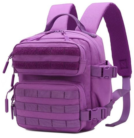 Vmokki Taktische Rucksack Klein 9 Liter Wanderrucksack Rückenbelüftung Anti Diebstahl für Wandern Reise Camping Trekking Jungen Mädchen Damen Herren (Lila)