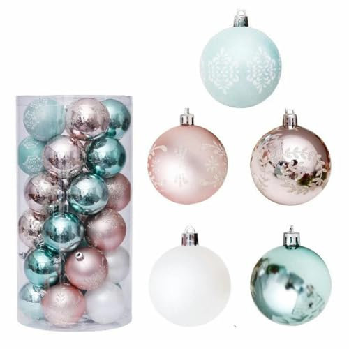 Christbaumschmuck, blaues Weihnachtskugel-Ornament-Set für Weihnachten, Feiertage, DIY-Kranz, Party-Dekoration, bruchsicher, 6 cm, 30 Stück, Pflaume, 8 cm