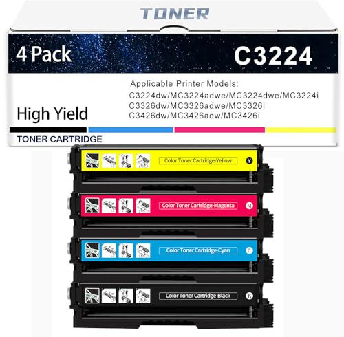 PAESCOY C3210k0 C3210C0 C3210M0 C3210Y0 Für Lexmark C3224 Tonerkartuschen Ersatz C3224dw MC3224adwe MC3224dwe MC3224i C3326dw MC3326adwe MC3326i C3426dw MC3426adw Drucker (Kein Chip),4 Colors-1 Pack