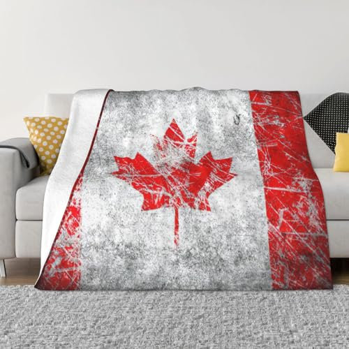 Weiche Fleecedecke im Retro-Stil mit Kanada-Flagge, gemütlich, leicht, flauschige Decke für Bett, Couch, Sofa