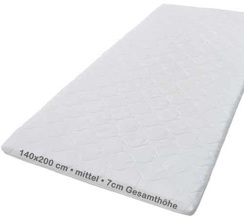 Crownmiller Basic XXL Topper 140x200 cm mittel 7cm hoch 7-Zonen Bezug waschbar bis 60 Grad Oeko-TEX® 100