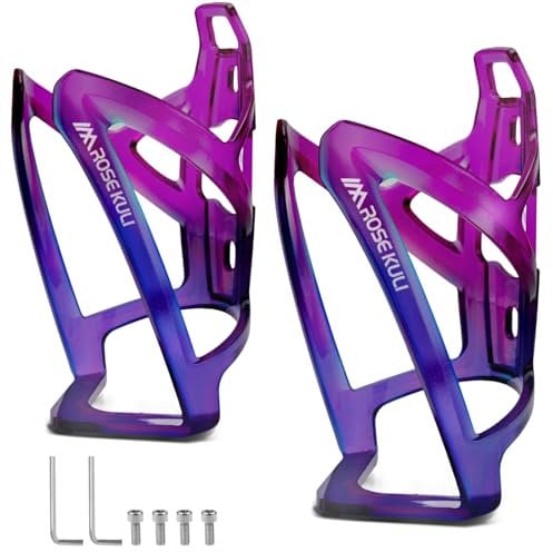 Rose Kuli Flaschenhalter Fahrrad - 2er Pack Getränkehalter für Fahrräder, Trinkflaschenhalter für MTB und Rennräder (Blau&Lila)