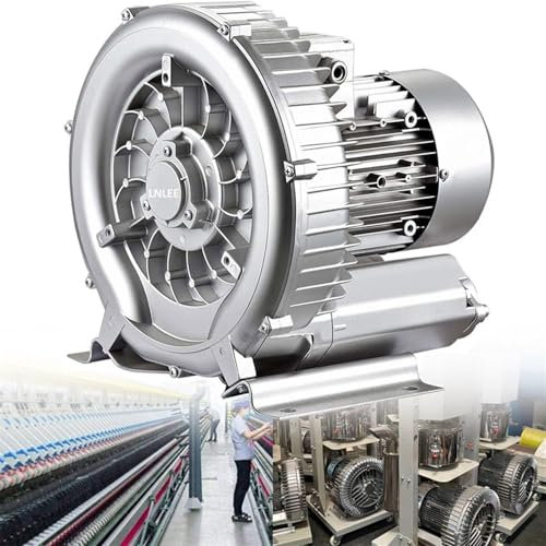 Ventilatore rigenerativo 120W 180W 250W 370W 550W 750W 1100W Ventilatore a turbina monofase, Soffiante ad anello a vortice ad alta pressione 110V/220V, Pompa per vuoto industriale(1100W/1.48HP)