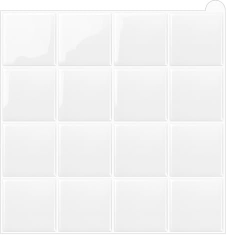 WalDecoo Carreaux Adhésifs Carrés Pour Cuisine, Autocollants Mosaïque 3D, Lot De 10 Carreaux Muraux À Décoller Et Coller, Autocollants Blanc Pour Cuisine Et Salle De Bain (22,9 X 22,9 cm)