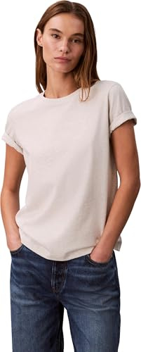 Calvin Klein Damen T-Shirt Kurzarm Archive Jersey Tee mit Rundhalsausschnitt, Grau (Heroic Grey Heather), M