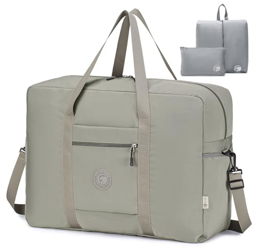 SPAHER Reisetasche 55x40x20 Handgepäck Tasche Ryanair Handgepäck 55x40x20 Tasche Flugzeug Groß Leichter Flugzeug Organizer Duffle Bag 45L Packbare Holdall Handtasche für Herren und Damen Khaki