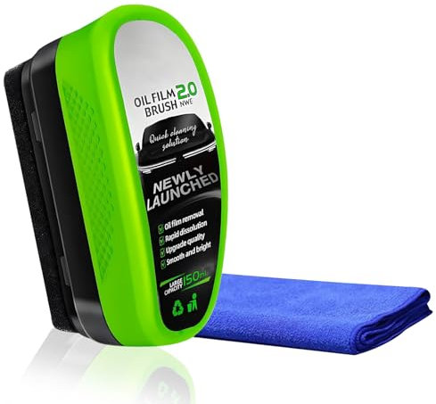 xolear Automotive Oil Film Cleaning Brush 150 ml, Spazzola per la Pulizia del Film 'Olio con 1 Panni, Detergente per Parabrezza Auto per Finestrini Dell'Auto Rimuovi Sporco, Verde