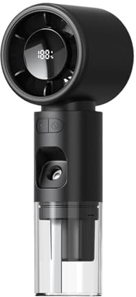 Ventilatore nebulizzatore portatile, ricaricabile, portatile, con nebulizzatore d'acqua, mini strumento di raffreddamento con display digitale, funzione spray per viaggi, campeggio all'aperto, casa