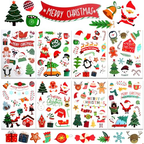 226pcs Christmas Fun Stickers for Kids Crafts Card Making Self Adhesive Stickers for Cards Stocking Fillers Party Bag Fillers Party Favor Christmas Activity Packs