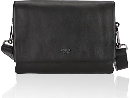 Corno d´Oro Handmade Handtasche Damen Mittelgroß aus Leder I Premium Crossbody Bag mit vielen Fächern und breitem Schultergurt I Ledertasche Schwarz Elegant Kimberly