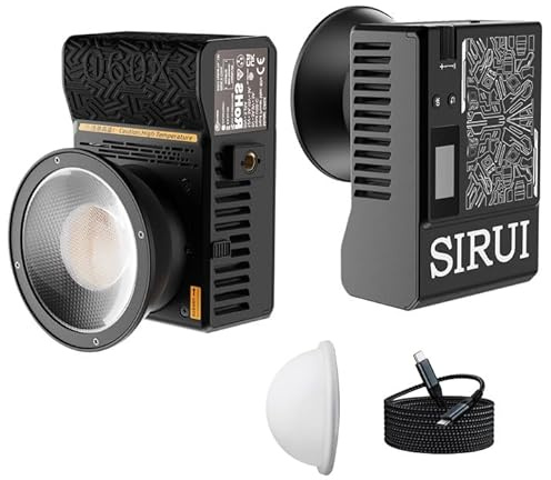 SIRUI C60X 60W Lampe Vidéo COB avec Batterie Intégrée de 15000 mAh et Charge Rapide Type-C PD, 0,53 kg Ultralégère et Portable, Bicolore 2800K-6500K, CRI 96+, 13000 Lux@1m, Contrôle par Application