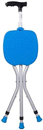 Canne de marche pliable avec lumière LED et siège, hauteur réglable, base à 3 pieds pour une meilleure mobilité et soutien pour personnes âgées et handicapées