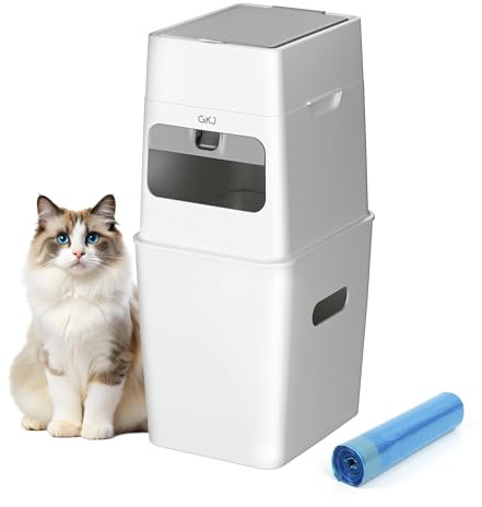 GKJ Cat Litter Box Waste Disposal System for Odor Control Cat Litter Trash Can | Includes 1 roll of 16 Easy Tear-Off Bags | Diaper Trash Can