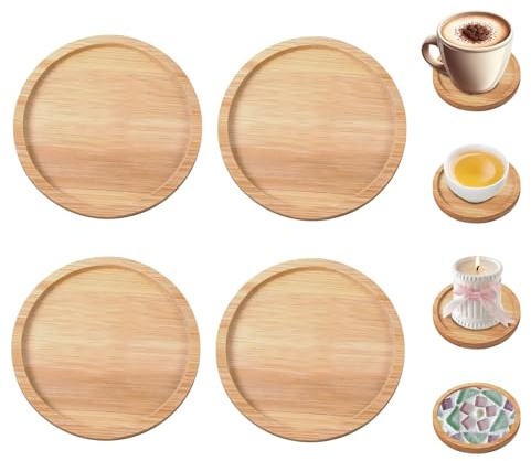 Bambus Untersetzer Holz Rund – Kreative DIY Basis für Mosaik Bastelset, holzuntersetzer, Kerzenuntersetzer, Kerzenteller & Tischdeko