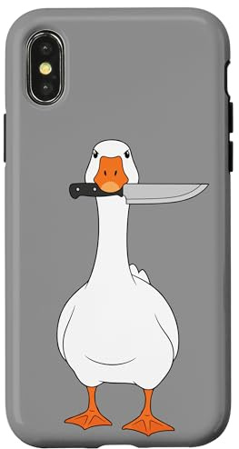 FUNNY GOOSE WITH KNIFE DUCK Case for iPhone X/XS
