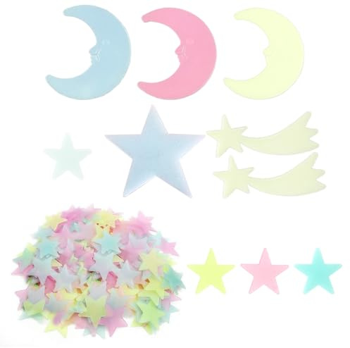 307 Stück Leuchtsterne Kinderzimmer, Leuchtender Mond Und Sternschnuppen, Leuchtsterne Selbstklebend, Sterne Leuchtend Selbstklebend, Gestalten Sie Einen Echten Sternenhimmel, Passend für Babyzimmer
