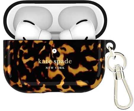 Kate Spade New York AirPods Pro 3 Schutzhülle mit Luxe Metallic Keychain Clip - Transparent Schildkröte Kompatibel mit AirPods Pro 3rd Generation