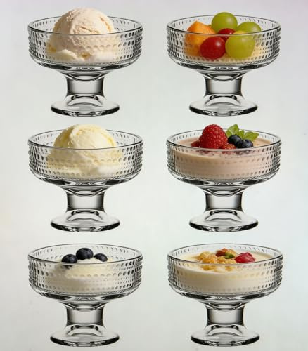 PIPITA Lot de 6 coupelles à dessert / tasses à dessert de 7,5 oz, parfaites pour les desserts, les glaces, les fruits, la salade, les collations, les cocktails, les épices, les petits objets et les