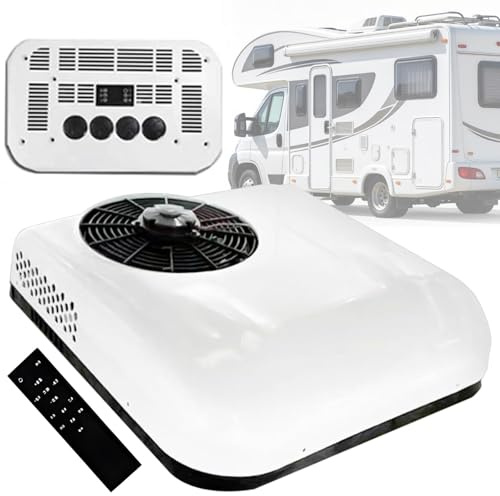 Quixnova Climatiseur de Toit pour Camping-Car – Unité de climatisation 12 V/24 V silencieuse, avec télécommande et Refroidissement Rapide, pour camions, Camping-Cars, fourgons aménagés, caravanes 12V