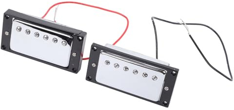 Qudinip Micro Guitare électrique Double Bobine Son à Gain élevé pour Musique Rock et Métal avec Cadre Noir - 2 Unités (Argent)