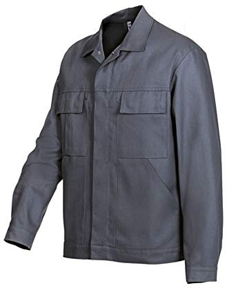 BP Workwear Basic 1485-060-53 Arbeitsjacke - Verdeckte Druckknopfleiste - Reine Baumwolle - Normale Passform - Größe: 90/94 - Farbe: dunkelgrau