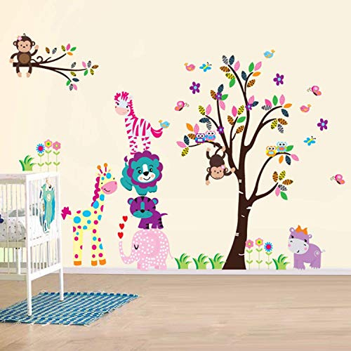 WALPLUS Removable Wall Stickers for Kids Nursery, Bedroom Decor, Playroom Animals, Princess & More