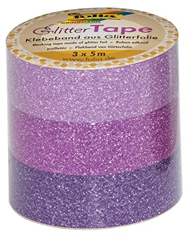 folia 28302 Deko-Klebeband Glitter Tape, rosa/pink/lila