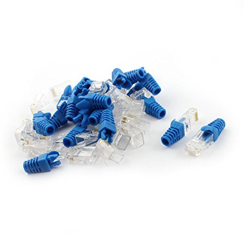 Sourcingmap 25 Sets Blue Boot Cover Protector 8P8C RJ45 Cat5 Cat5e Cat6 Network Connector