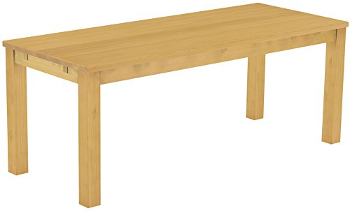Esstisch Rio Classico 200x80 cm Eiche hell Holz Pinie Massivholz Esszimmertisch Echtholz ausziehbar vorgerichtet für Ansteckplatten Brasilmöbel