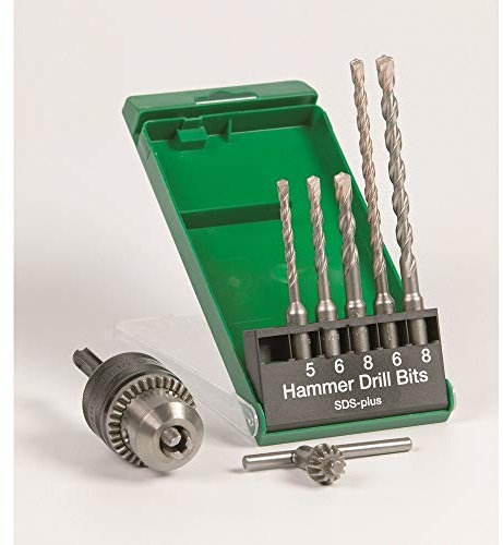 Hikoki 751025 -Set con Chiave, 13 mm, mandrino SDS Plus-Adattatore di 5 Punte 5-6-8 x 110 mm e 6-8 x 160 mm