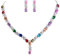 Clearine Damen Elegant Delicate Cubic Zirconia Unendlichkeit Y-Form Halskette Dangle Ohrringe Set Bunt