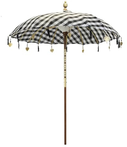 Oriental Galerie Bali Sonnenschirm Balinesischer Schirm Garten Baumwolle Sonnenschutz Handarbeit Retro Vintage Dekoschirm 2-teilig ca.180 cm
