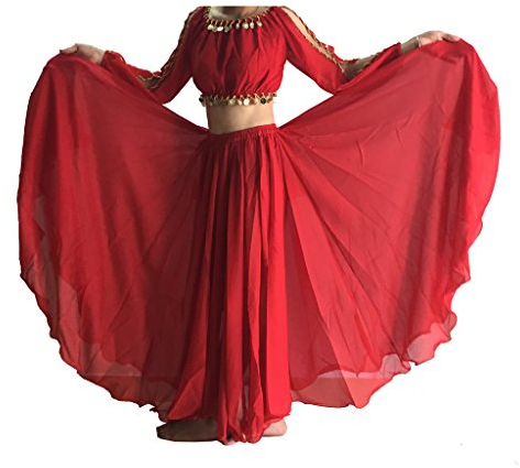 BestDance Full Circle Rock Bauchtanz Tribal Kostüme Maxi Langer Rock Kleid, rot, Einheitsgröße
