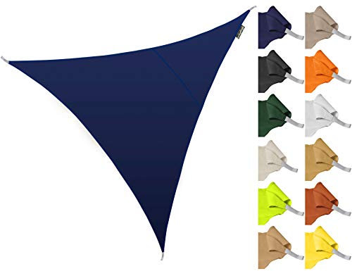 Kookaburra 2m Triangle Water Resistant Garden Patio Sun Shade Sail Canopy 96.5% UV Block with Free Rope (Blue)