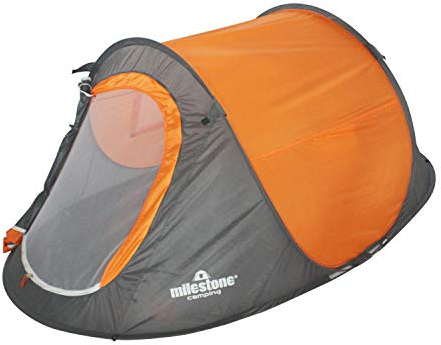 Milestone Camping 18819 Pop Up Tent / Sleeps 2 People / Water Resistant / Portable Carry Bag Included / Double Zipper Door / 100cm x 150cm x 245cm