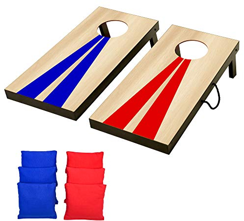 GoSports - Juego de Cornhole de tamaño portátil de 60,9 x 30,5 cm con 6 Bolsas de Frijoles (pufs), óptimo para Jugar en Interiores y Exteriores, diseño de Madera