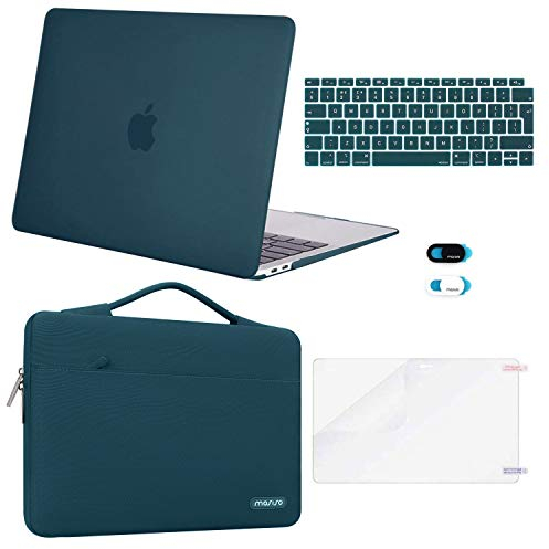 MOSISO Hülle Kompatibel mit MacBook Air 13 Zoll 2021 2020 2019 2018 M1 A2337/2179/1932, Hülle für MacBook Air M1 13,3 Zoll&Tasche&Tastaturschutz&Webcam Abdeckung&Displayschutzfolie,Deep Teal