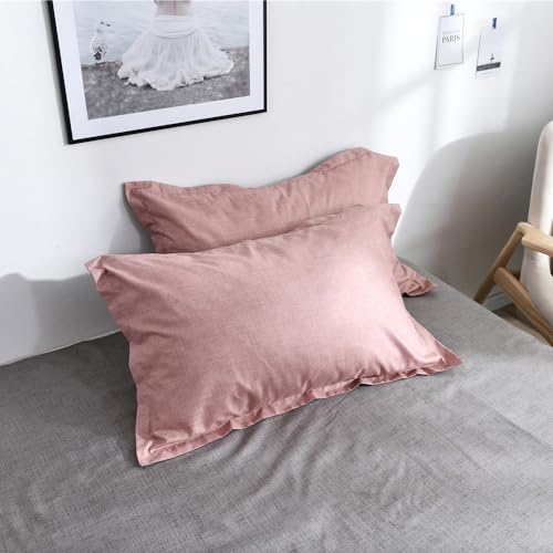 AShanlan 2er Set Kissenbezug Kissenbezüge 40 x 80 cm Super Weiche Gebürstete Mikrofaser Kopfkissenbezug 40x80 Kissenhülle Doppelpack Altrosa