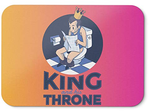 BLAK TEE Funny King and His Trone Toilet Illustration Mouse Pad 18 x 22 cm in 3 Colours Pink Yellow