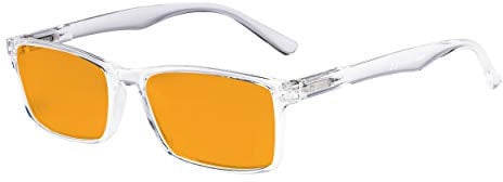 Eyekepper Nighttime Better Sleep Computer Glasses - Blue Light Blocking Eyewear with Orange Tinted Filter Lens - Anti Screen Glare UV Ray Digital Eyeglasses - Transparent