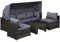 Outsunny Rattan Lounge Set, Sitzgruppe mit Sonnendach, Garten Loungegruppe, inkl. Kissen und Beistelltisch, Metall, Grau, 215 x 75 x 64 cm